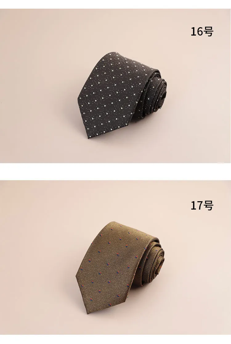 8cm Mens Fashion Brown Color Neckties Polyester Jacquard Paisley Striped Neck Ties Vintage Business Formal Tie Tuxedo Cravat