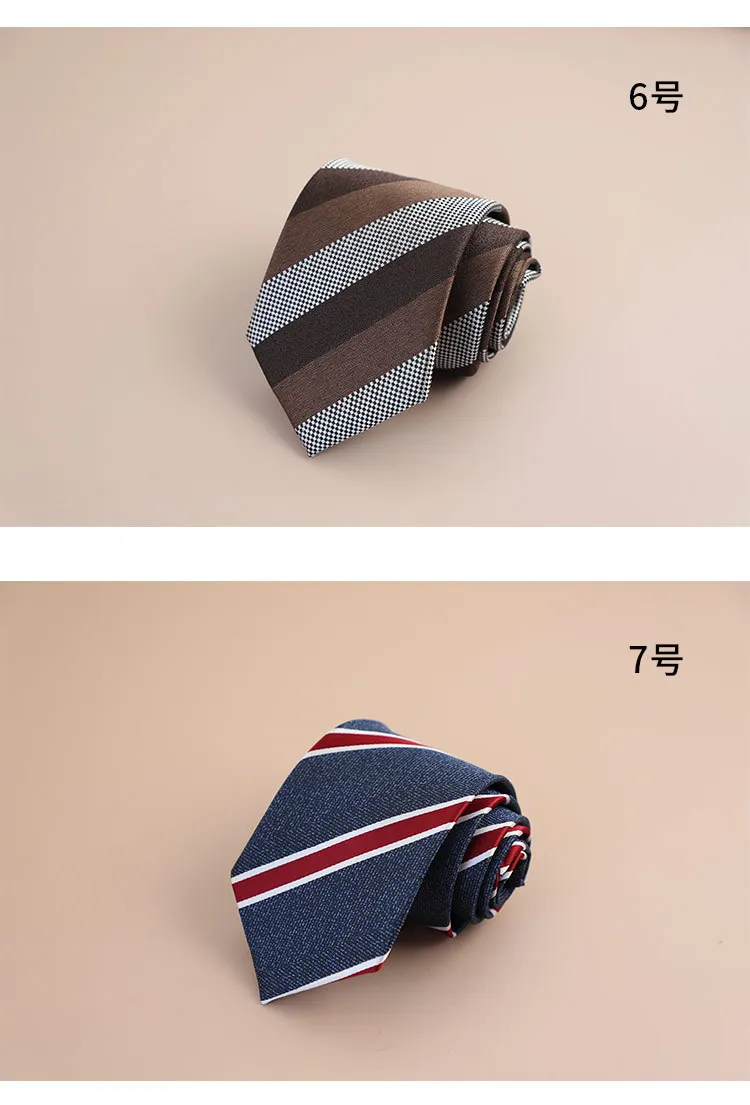 8cm Mens Fashion Brown Color Neckties Polyester Jacquard Paisley Striped Neck Ties Vintage Business Formal Tie Tuxedo Cravat