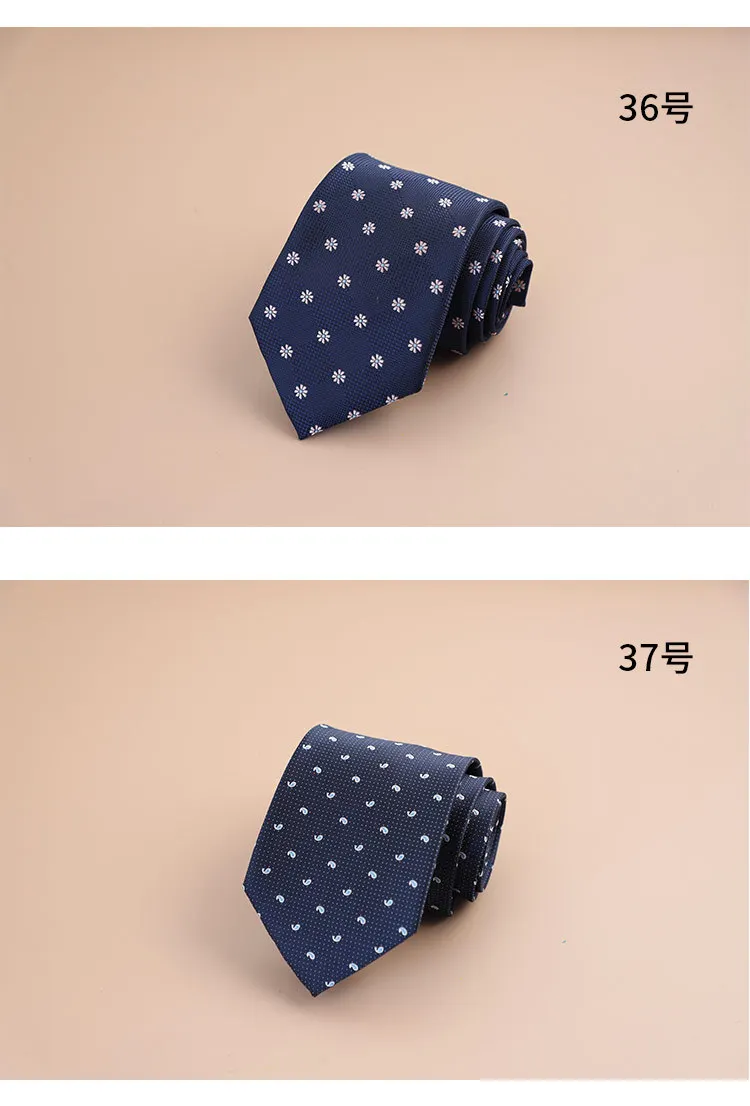 8cm Mens Fashion Brown Color Neckties Polyester Jacquard Paisley Striped Neck Ties Vintage Business Formal Tie Tuxedo Cravat