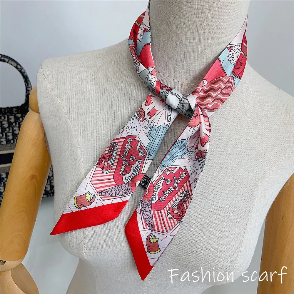 Fashion Scarf for Women Bags Thin Long Strap Multi Purpose Hair Accessory Handbag Decorative Tie Strip Band Scarf Women Luxury
