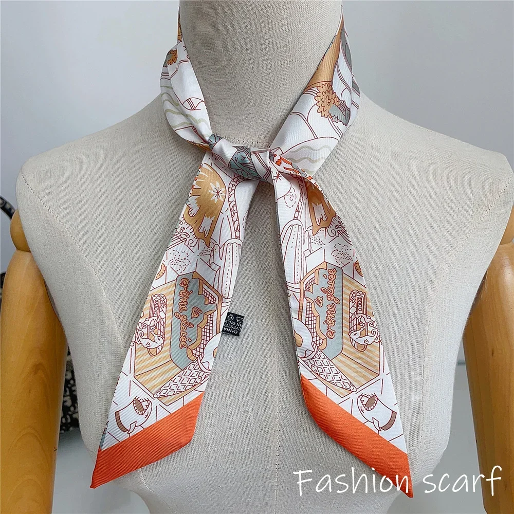 Fashion Scarf for Women Bags Thin Long Strap Multi Purpose Hair Accessory Handbag Decorative Tie Strip Band Scarf Women Luxury