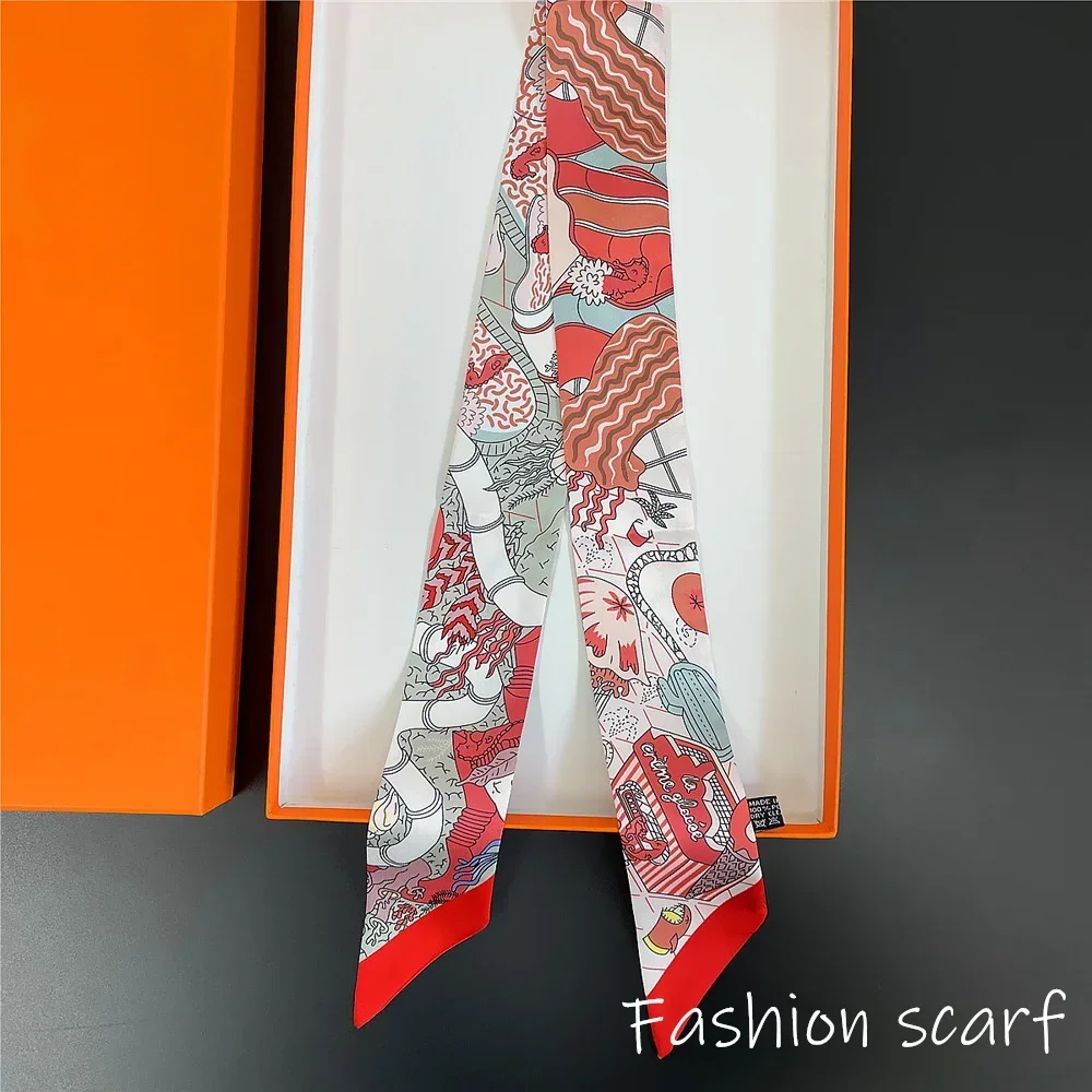 Fashion Scarf for Women Bags Thin Long Strap Multi Purpose Hair Accessory Handbag Decorative Tie Strip Band Scarf Women Luxury