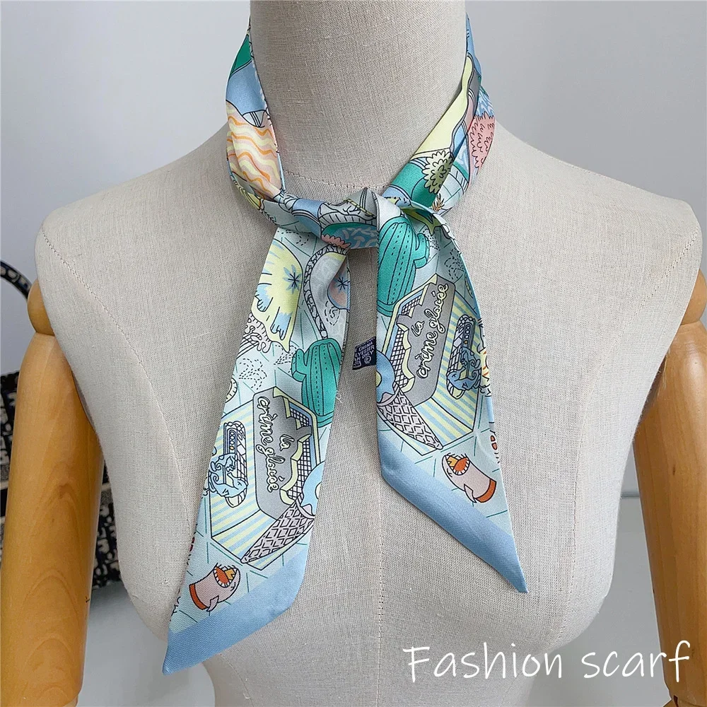 Fashion Scarf for Women Bags Thin Long Strap Multi Purpose Hair Accessory Handbag Decorative Tie Strip Band Scarf Women Luxury
