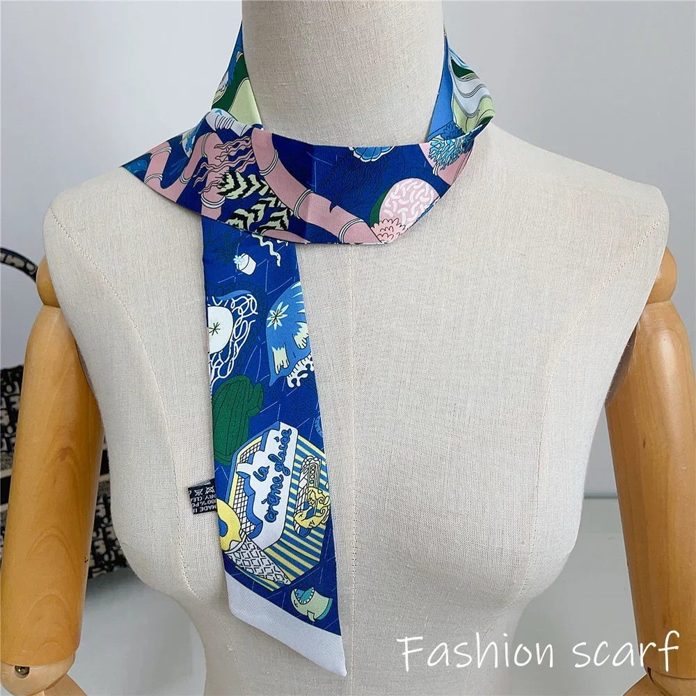 Fashion Scarf for Women Bags Thin Long Strap Multi Purpose Hair Accessory Handbag Decorative Tie Strip Band Scarf Women Luxury