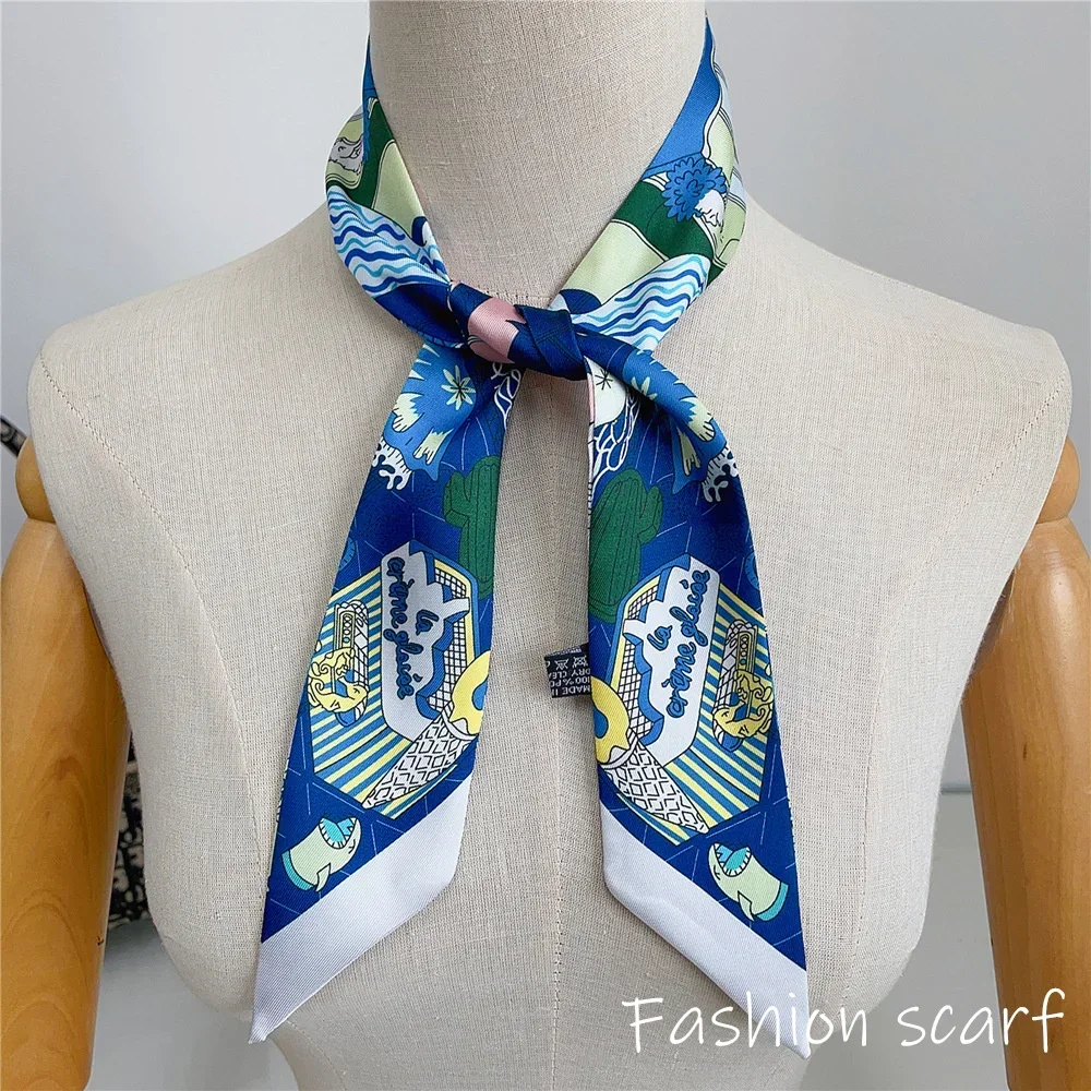 Fashion Scarf for Women Bags Thin Long Strap Multi Purpose Hair Accessory Handbag Decorative Tie Strip Band Scarf Women Luxury
