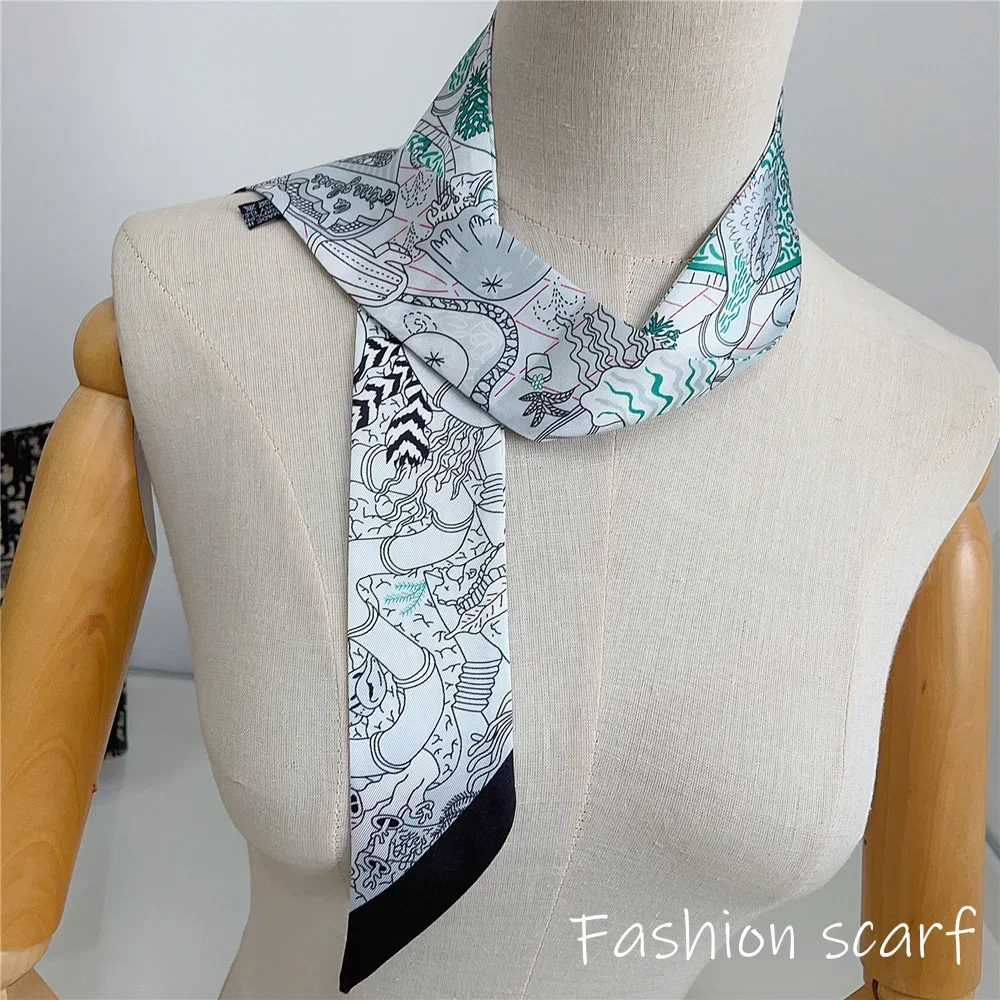 Fashion Scarf for Women Bags Thin Long Strap Multi Purpose Hair Accessory Handbag Decorative Tie Strip Band Scarf Women Luxury