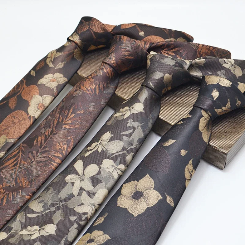 Men's Pre-tied Floral Silk Tie, Business Casual Wedding Tie, Handcrafted High-Quality, Standout Pairing