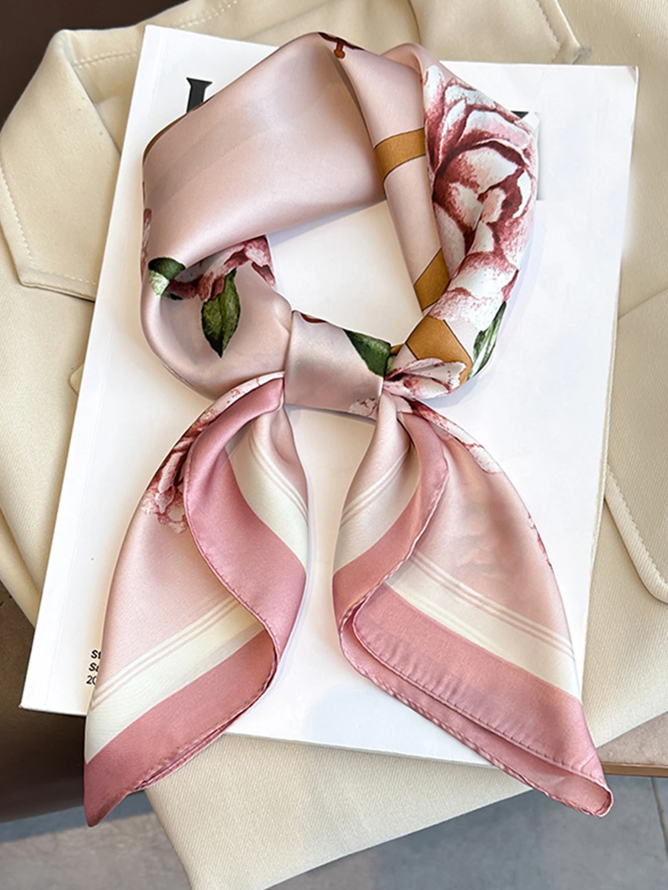 70cm Scarf Simulated Silk Women Summer Shawls And Wrap Hijab Scarves Femme Pashmina Echarpe Designer Beach Stole Bandana
