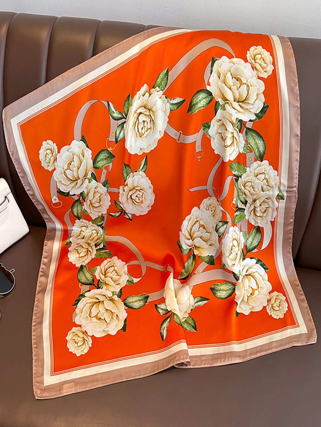 70cm Scarf Simulated Silk Women Summer Shawls And Wrap Hijab Scarves Femme Pashmina Echarpe Designer Beach Stole Bandana