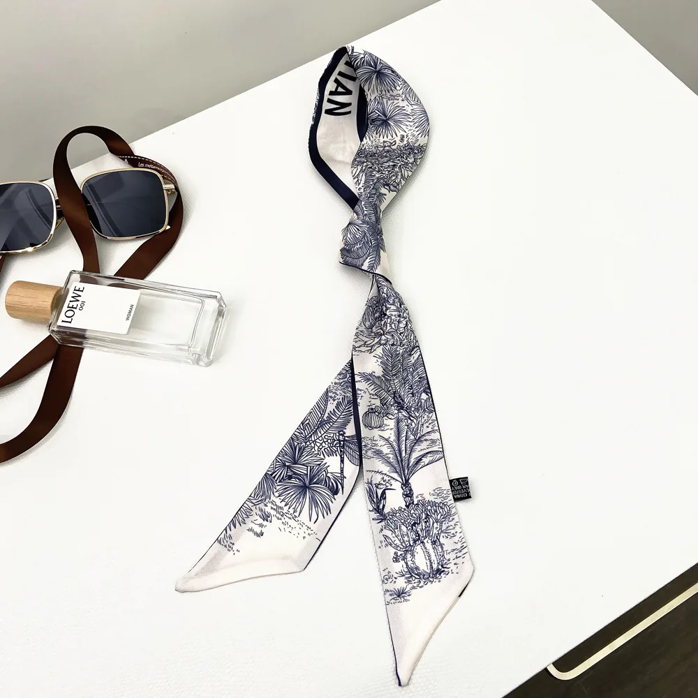 2025 Spring New Design Women Silk Ribbon Scarf Handbag Handle Wrap Bag Ribbon Scarf Women Girls Headband Wrist Ribbon Scarf