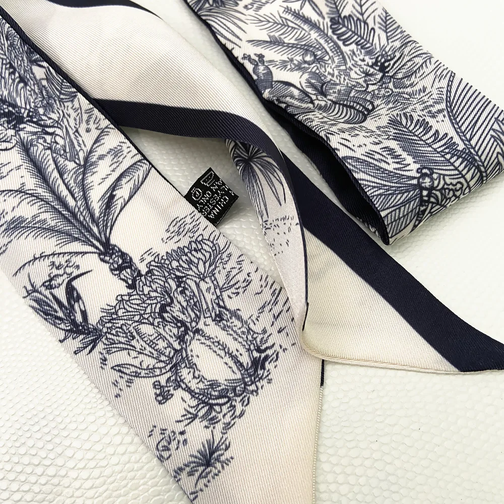 2025 Spring New Design Women Silk Ribbon Scarf Handbag Handle Wrap Bag Ribbon Scarf Women Girls Headband Wrist Ribbon Scarf