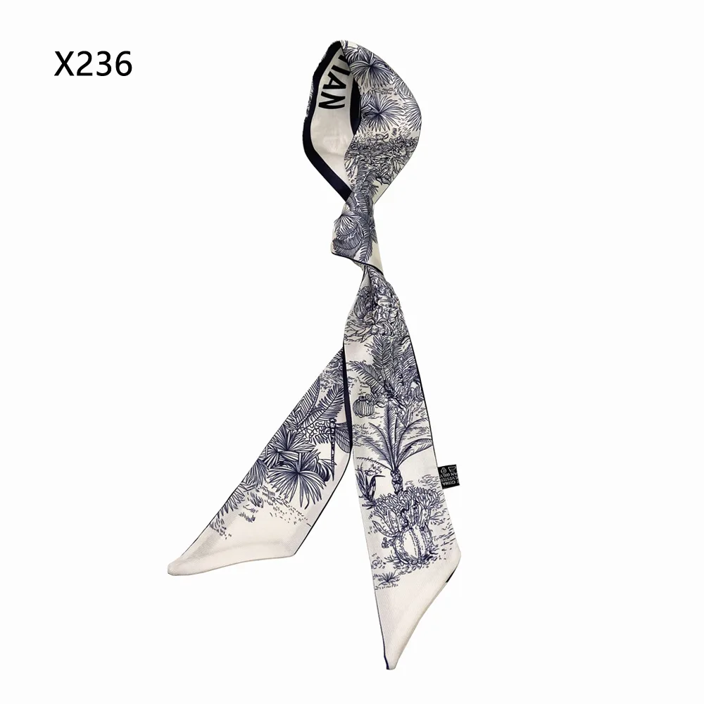 2025 Spring New Design Women Silk Ribbon Scarf Handbag Handle Wrap Bag Ribbon Scarf Women Girls Headband Wrist Ribbon Scarf