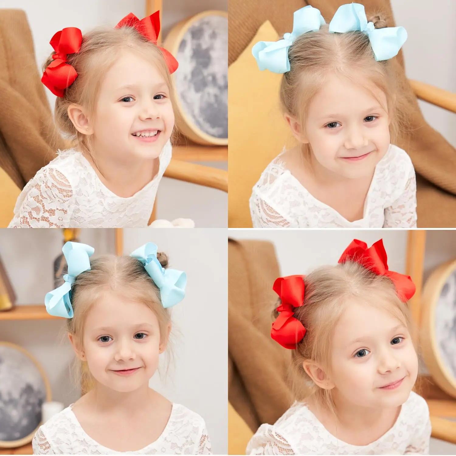 2PCS/Lot 4Inches Solid Colors Hair Bows With Clips For Girls Gift Boutique Ribbon Bows DIY Hair Decor Kids Hair Accessories