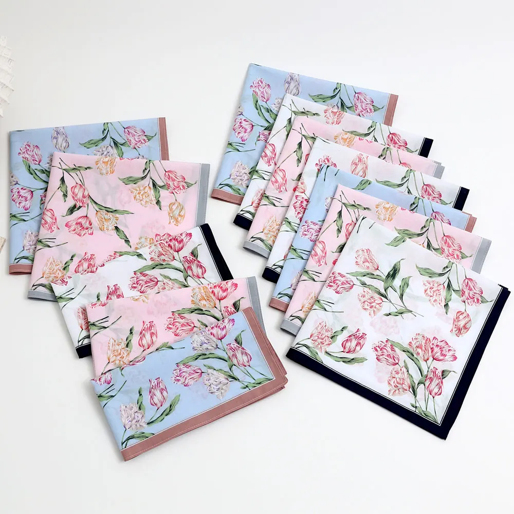 3 Packs of Elegant Flower Handkerchiefs for Women, Pure Cotton Sweat Towels, Flap Pocket Pants Towels, Wedding Supplies, Business Gifts, Mother's Day Gifts
