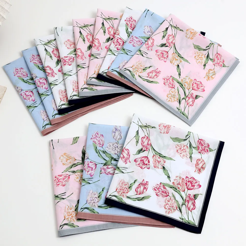 3 Packs of Elegant Flower Handkerchiefs for Women, Pure Cotton Sweat Towels, Flap Pocket Pants Towels, Wedding Supplies, Business Gifts, Mother's Day Gifts