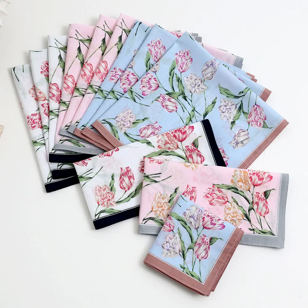 3 Packs of Elegant Flower Handkerchiefs for Women, Pure Cotton Sweat Towels, Flap Pocket Pants Towels, Wedding Supplies, Business Gifts, Mother's Day Gifts