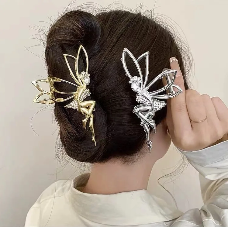Stunning Rhinestone Elf Fairy Hair Clip with Imitation Pearls and Rice Ear Look - Perfect for Women Metal Hair Accessory