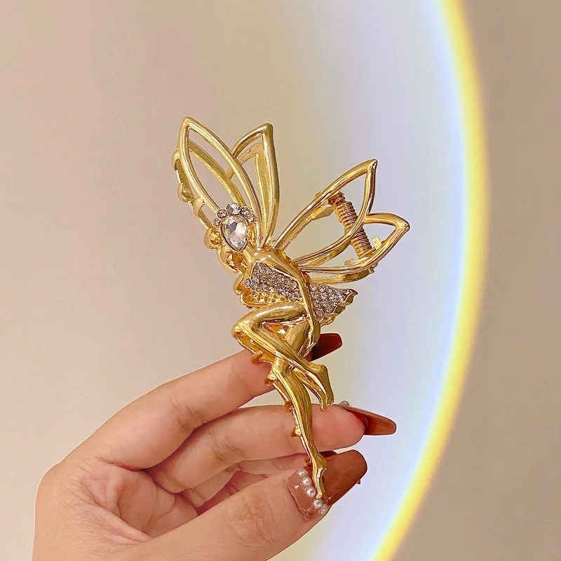 Stunning Rhinestone Elf Fairy Hair Clip with Imitation Pearls and Rice Ear Look - Perfect for Women Metal Hair Accessory