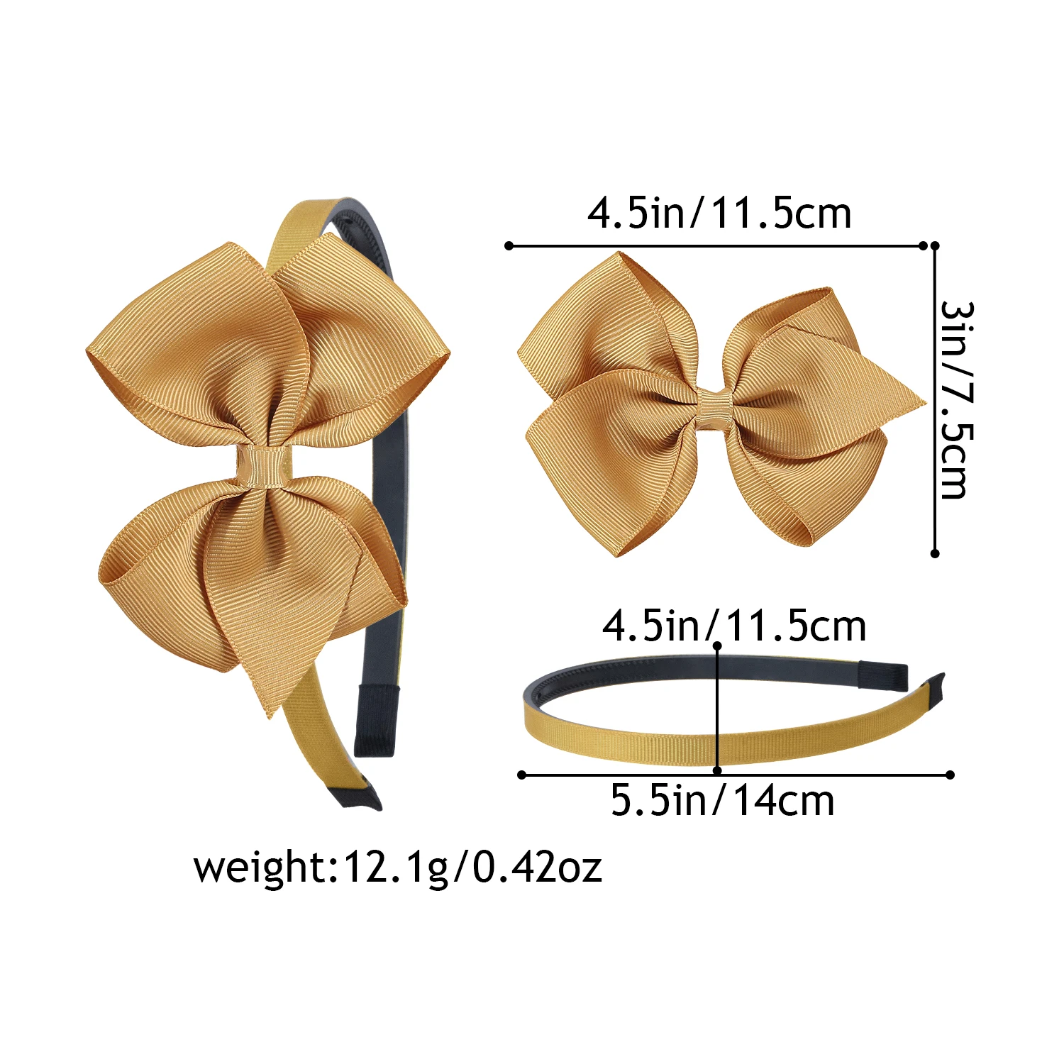 4pcs Cute Solid Color Grosgrain Ribbon Hair Bows Headbands for Girls Plastic Teeth Hairbands Children Kids Hair Accessories