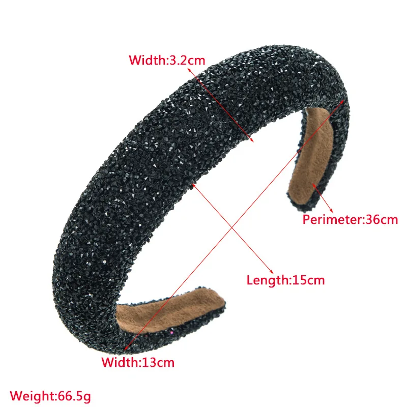Glitter Rhinestone Pearl Hair Band Vintage Thick Sponge Headbands Fashion Non Slip Hair Hoop For Women Girls Evening Dress Decor