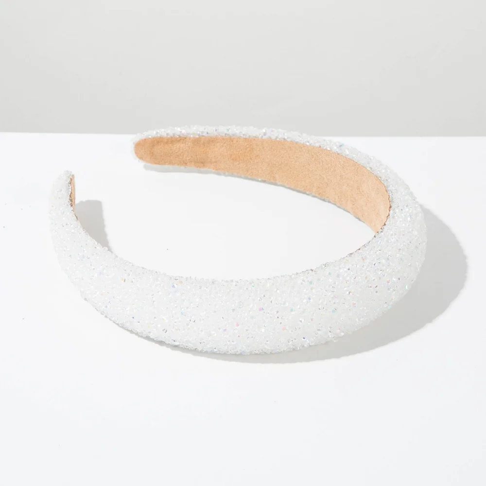 Glitter Rhinestone Pearl Hair Band Vintage Thick Sponge Headbands Fashion Non Slip Hair Hoop For Women Girls Evening Dress Decor