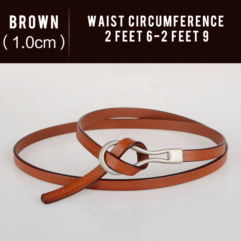 Simple Women's Genuine Leather Knotted Skinny Belt with Skirt Coat Tight Waist Luxury Decoration