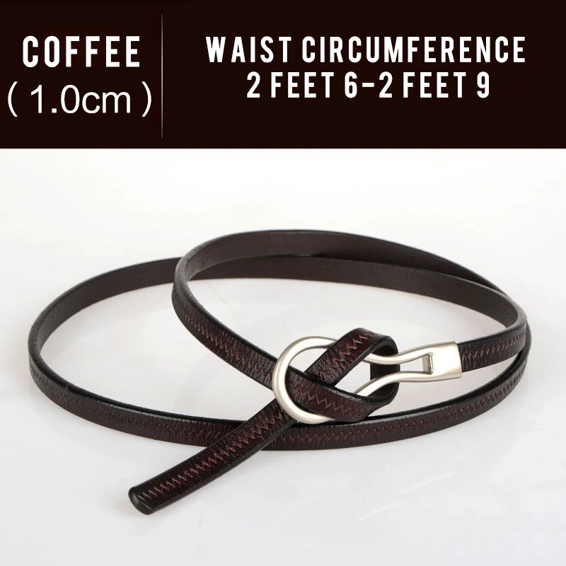 Simple Women's Genuine Leather Knotted Skinny Belt with Skirt Coat Tight Waist Luxury Decoration