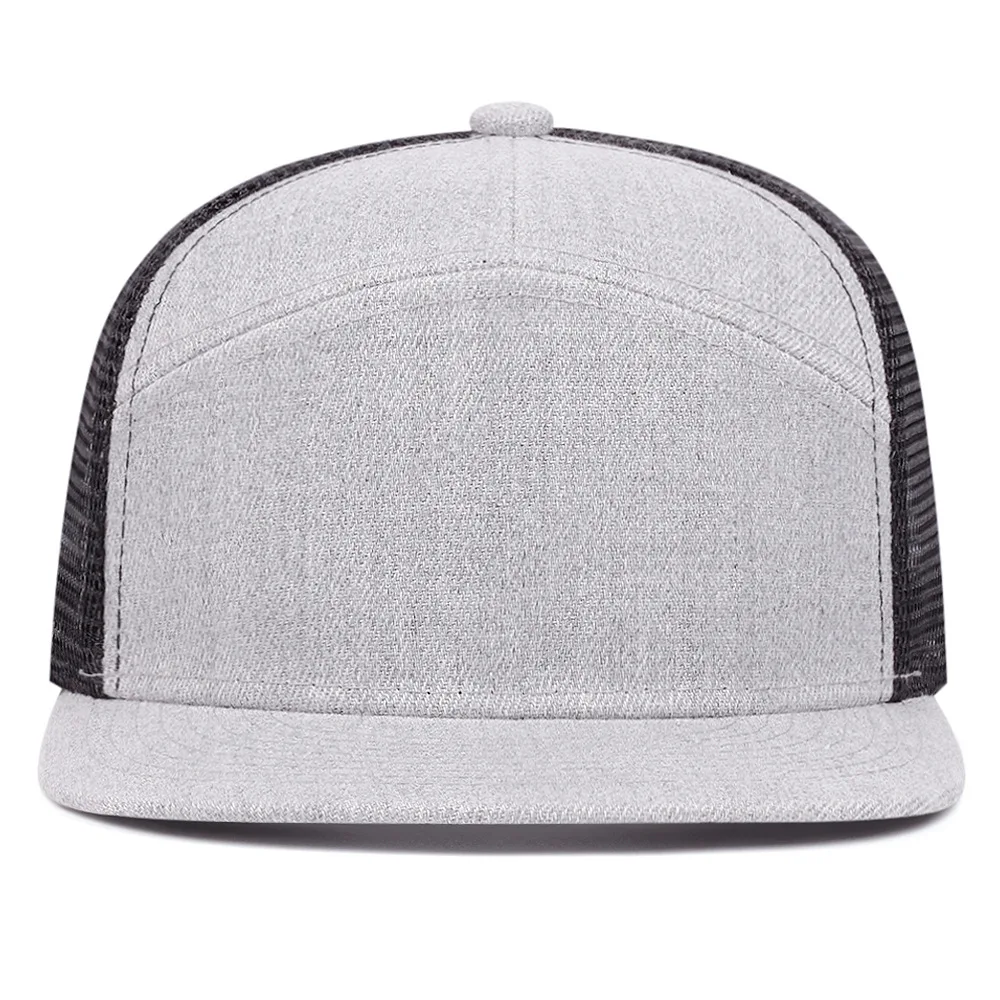 Simple spliced smooth board baseball caps for men and women, outdoor mesh fabric, summer flat edge mesh caps, hip-hop trend