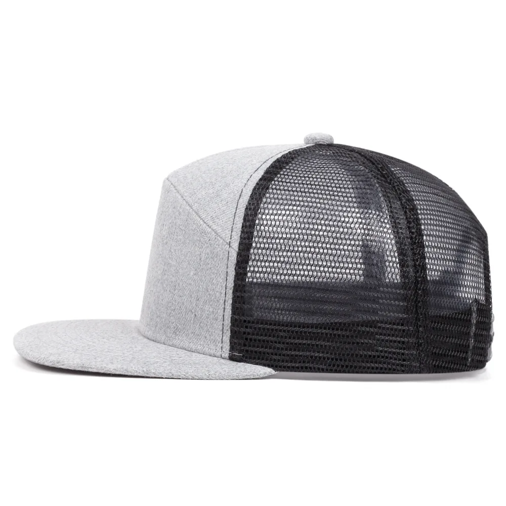 Simple spliced smooth board baseball caps for men and women, outdoor mesh fabric, summer flat edge mesh caps, hip-hop trend