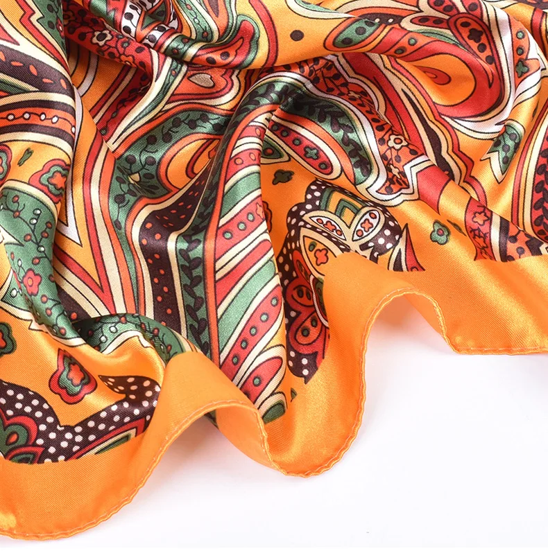 High Quality Silk Scarves Women Square Satin Hijab Scarf Plain Handkerchief Shawls Wraps Head Female Headband Islamic Bandanna