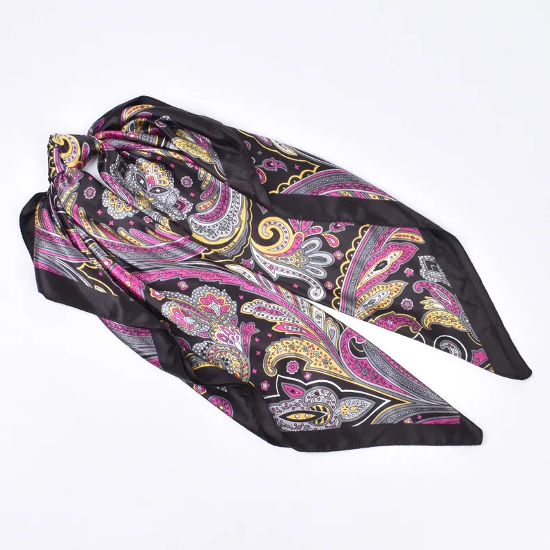 High Quality Silk Scarves Women Square Satin Hijab Scarf Plain Handkerchief Shawls Wraps Head Female Headband Islamic Bandanna