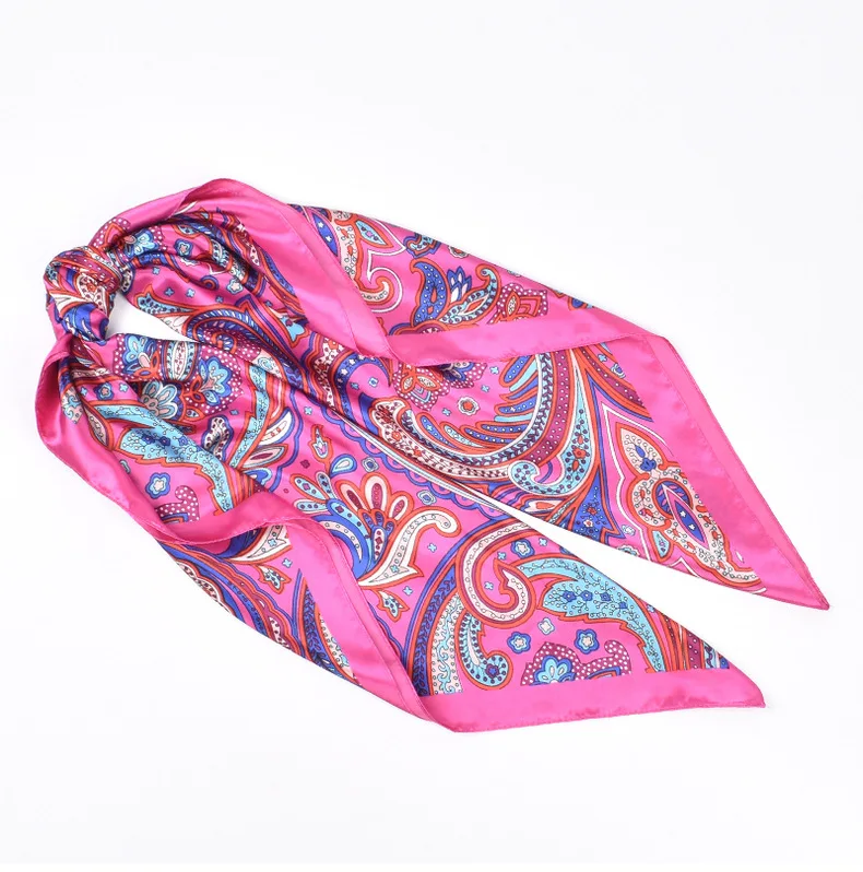 High Quality Silk Scarves Women Square Satin Hijab Scarf Plain Handkerchief Shawls Wraps Head Female Headband Islamic Bandanna