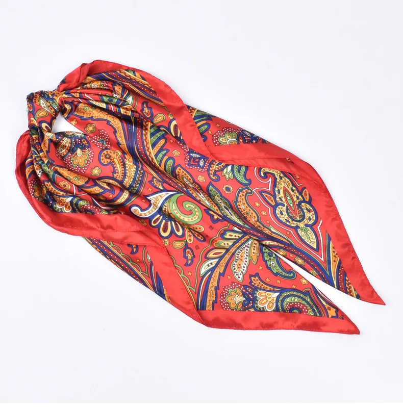 High Quality Silk Scarves Women Square Satin Hijab Scarf Plain Handkerchief Shawls Wraps Head Female Headband Islamic Bandanna