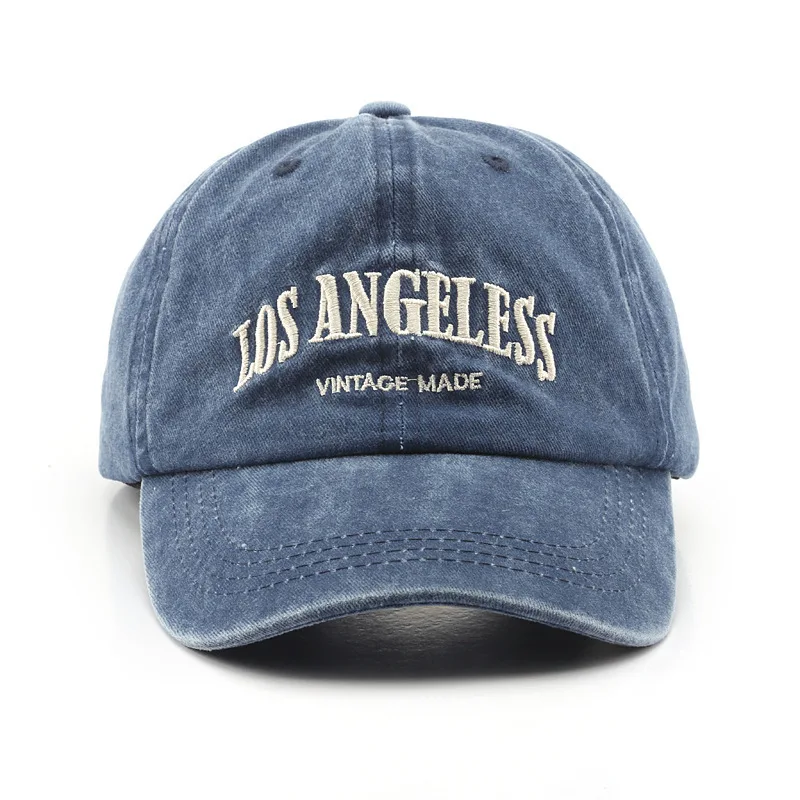 BaseballCap Female Spring and Autumn Korean Version Shows Face Small Ins Tide Denim Washed Letter Cap Male Comfortable Versatile