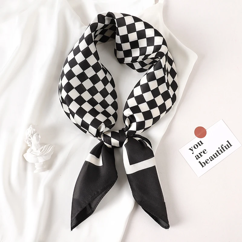 2023 Luxury Brand Silk Scarf Square Women Shawls And Wraps Office Small Hair Neck Hijabs Kerchief Foulard Ladies Scarves 70*70cm