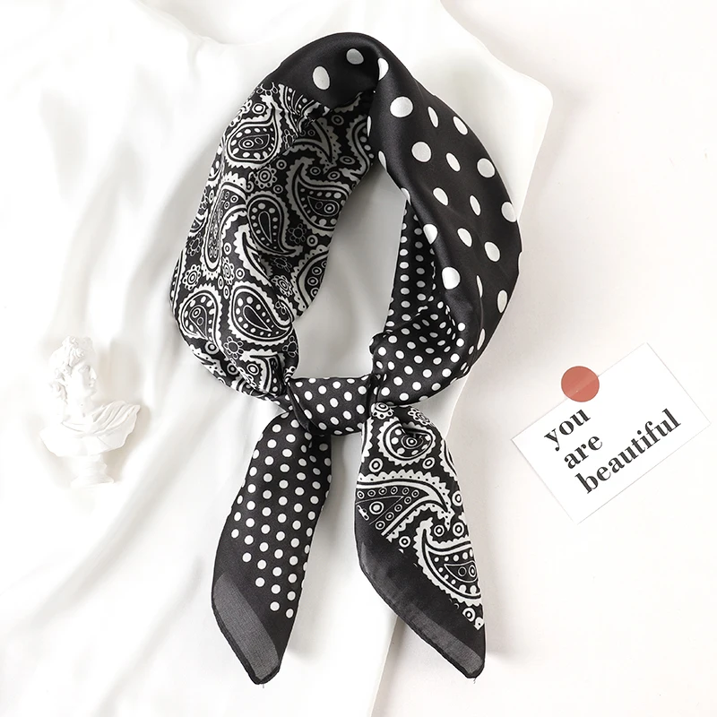 2023 Luxury Brand Silk Scarf Square Women Shawls And Wraps Office Small Hair Neck Hijabs Kerchief Foulard Ladies Scarves 70*70cm