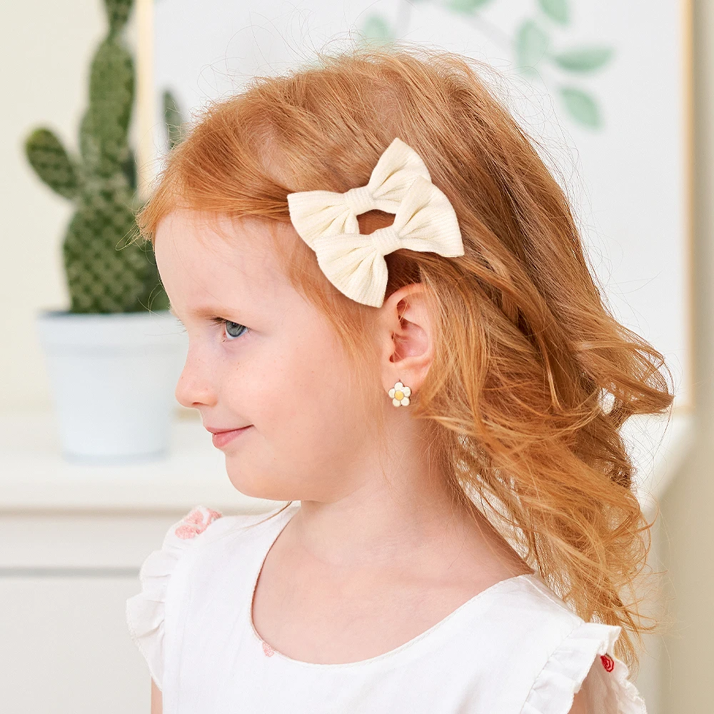 4Pcs/Set Solid Color Lace Hair Clips for Girls Handmade Velvet Bowknot Baby Hairpins Headwear Hair Accessories Wholesale