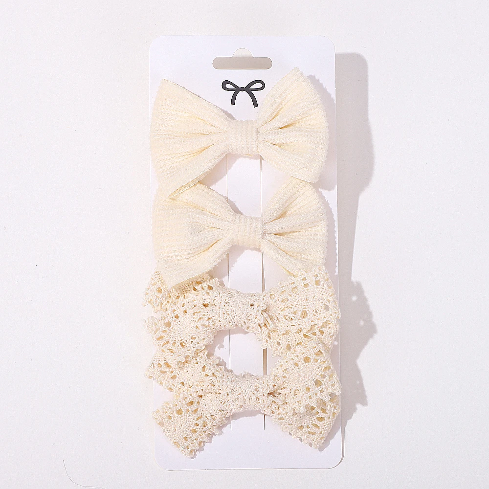 4Pcs/Set Solid Color Lace Hair Clips for Girls Handmade Velvet Bowknot Baby Hairpins Headwear Hair Accessories Wholesale