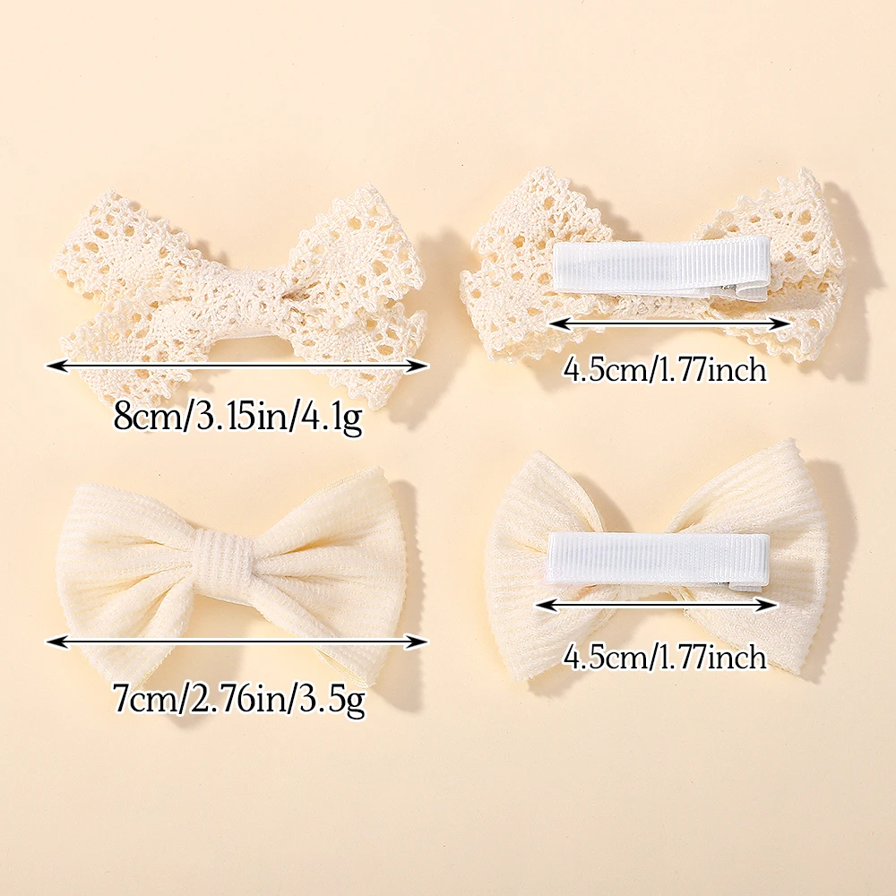 4Pcs/Set Solid Color Lace Hair Clips for Girls Handmade Velvet Bowknot Baby Hairpins Headwear Hair Accessories Wholesale