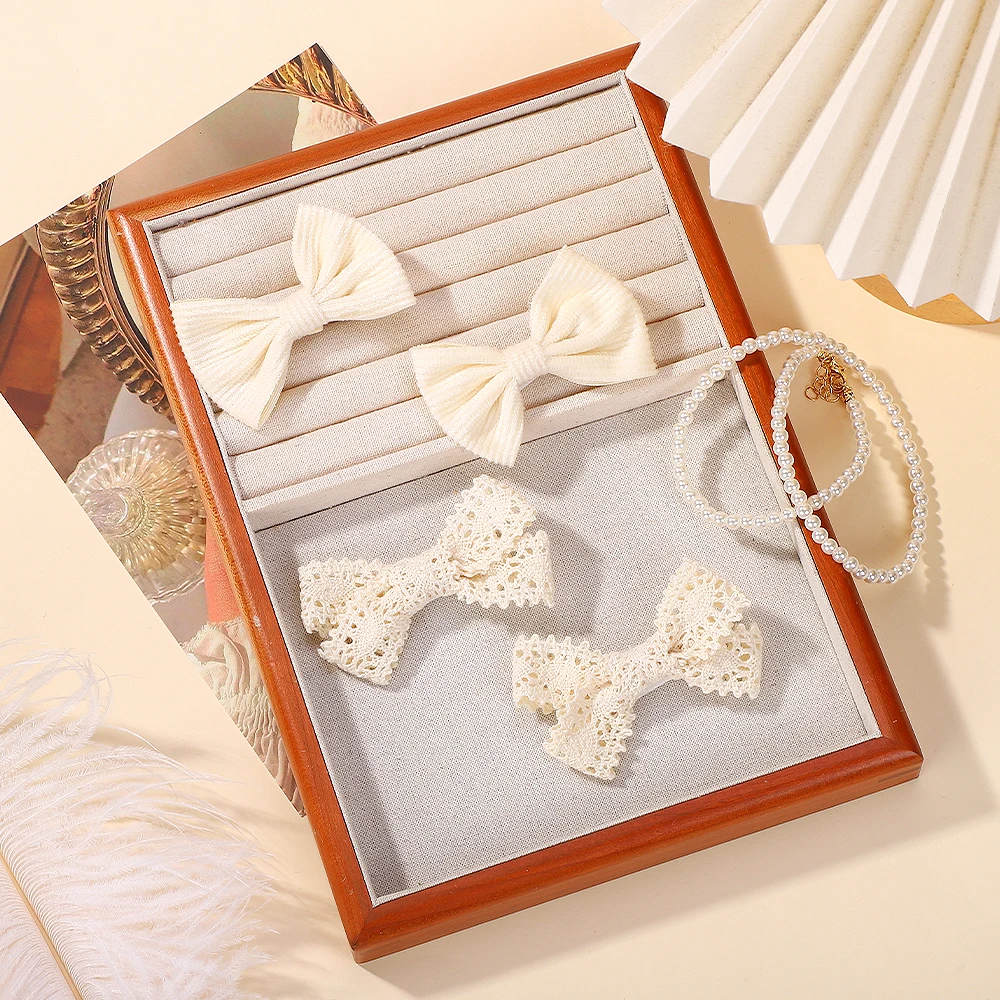 4Pcs/Set Solid Color Lace Hair Clips for Girls Handmade Velvet Bowknot Baby Hairpins Headwear Hair Accessories Wholesale
