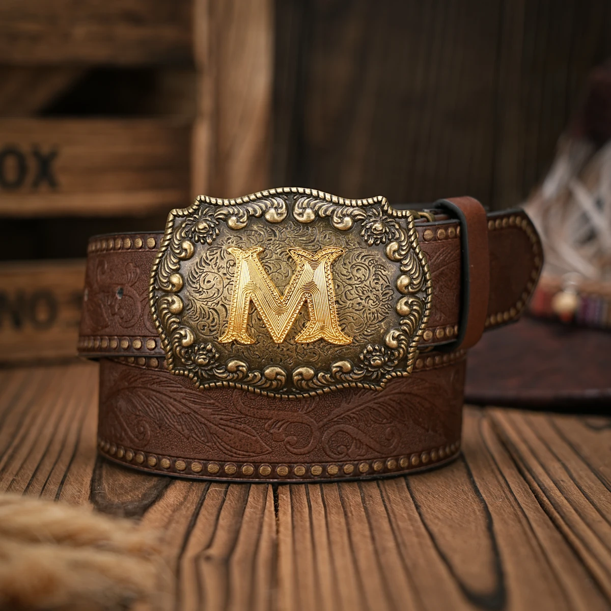 1pc Western Cowboy Style Belt - Suitable for Both Men and Women. Western Buckle PU Embossed Belt. Unique and Retro Design