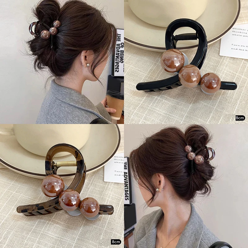 Korea Pearls Cross Hair Claws Crabs For Women Girls Sweet Hair Ornament Barrettes Hair Clips Hairpin Fashion Hair Accessories