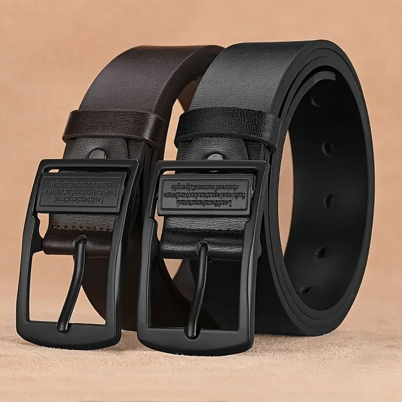 New Leather Cowhide Men's Belt Fashion Metal Alloy Pin Buckle Adult Luxury Brand Jeans Business Casual Waist Male Strap Brand