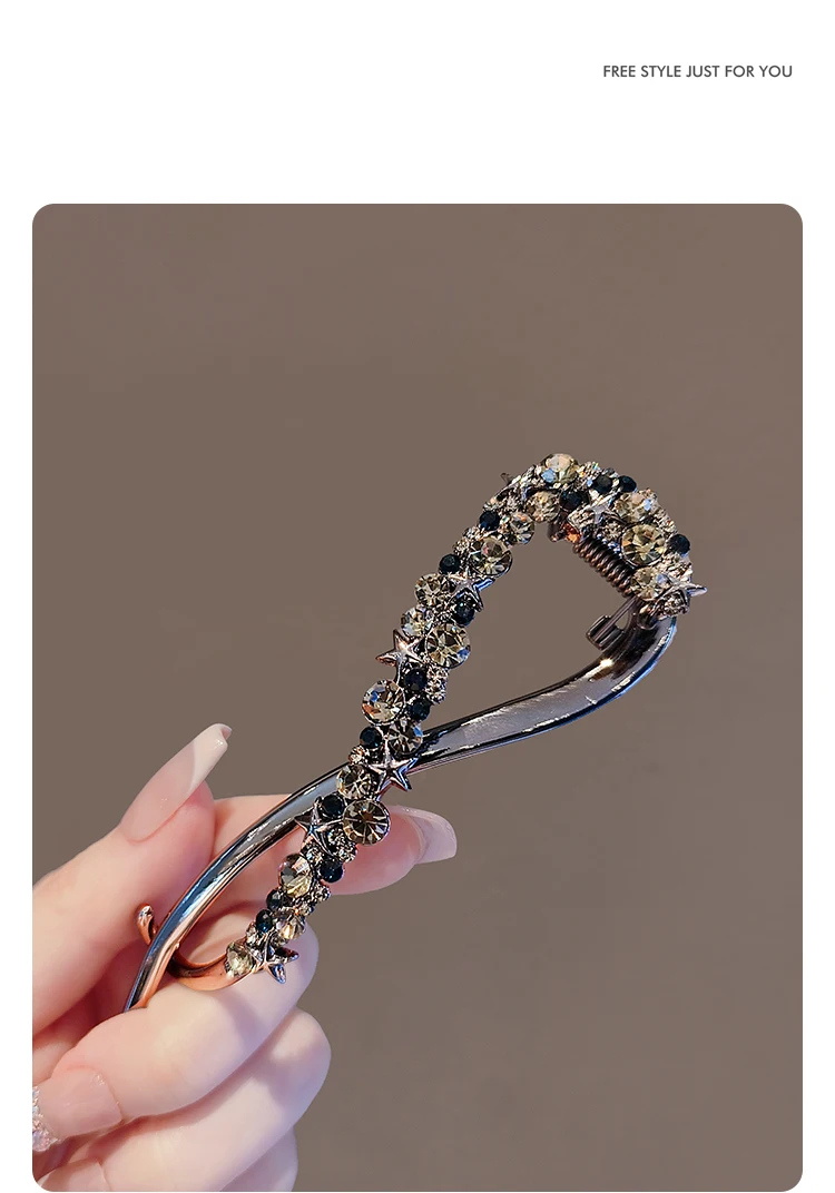 Fashion Rhinestone Banana Clip Hair Clasp Elegant Irregular Women Hair Clip Girl Claw Headdress Hair Accessories Korean Hairpin