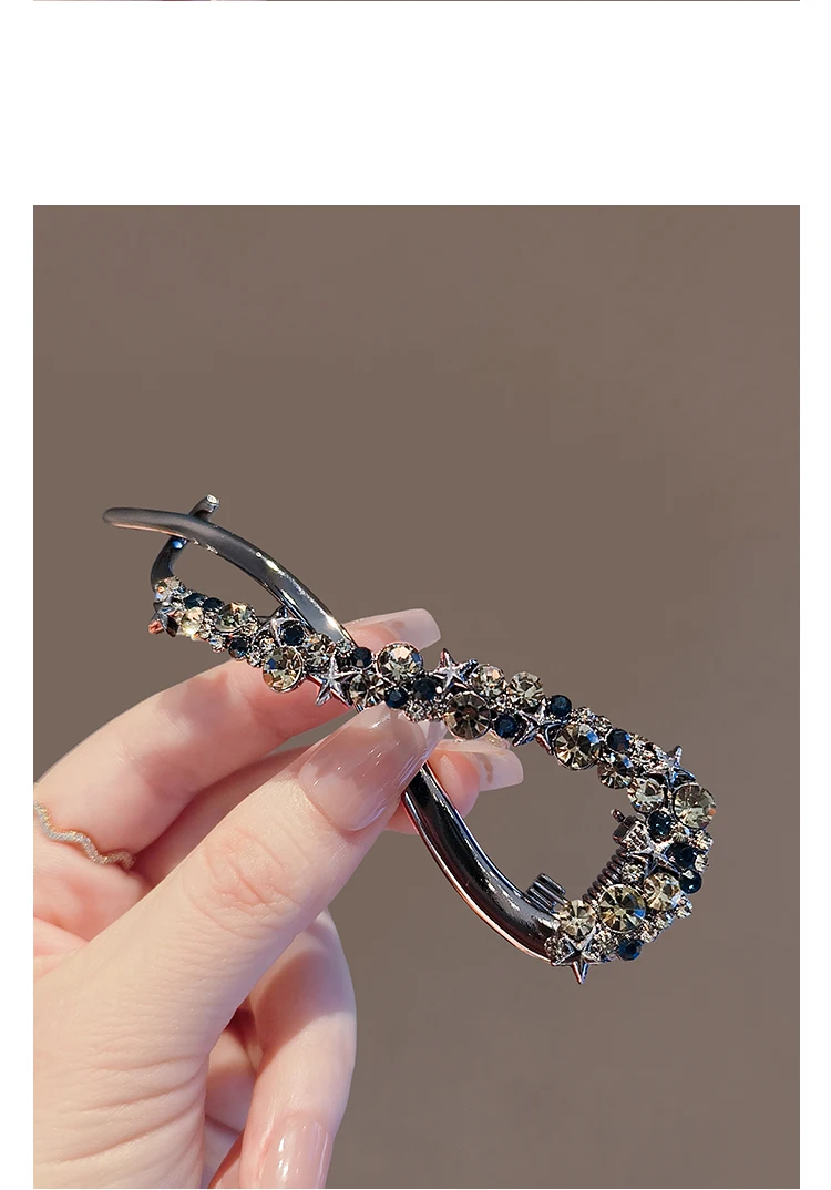Fashion Rhinestone Banana Clip Hair Clasp Elegant Irregular Women Hair Clip Girl Claw Headdress Hair Accessories Korean Hairpin