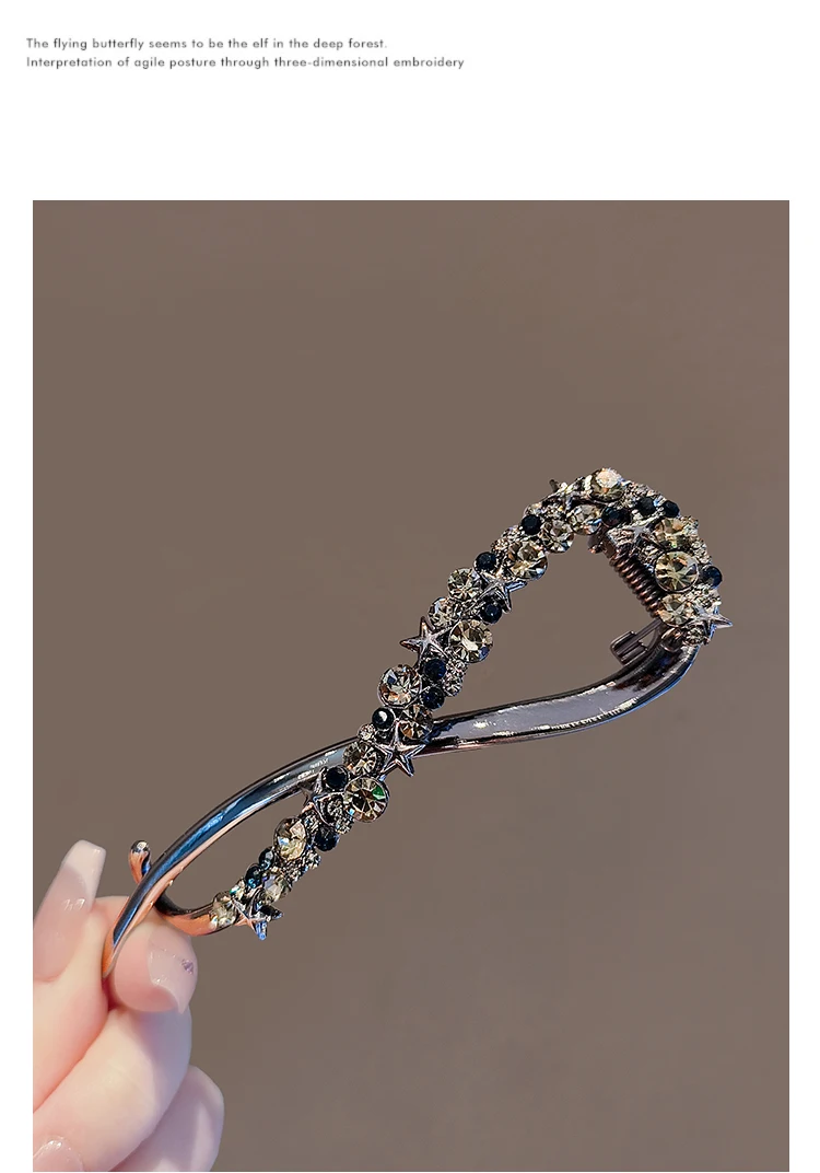 Fashion Rhinestone Banana Clip Hair Clasp Elegant Irregular Women Hair Clip Girl Claw Headdress Hair Accessories Korean Hairpin