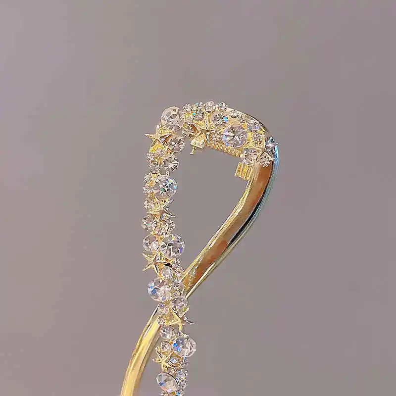 Fashion Rhinestone Banana Clip Hair Clasp Elegant Irregular Women Hair Clip Girl Claw Headdress Hair Accessories Korean Hairpin