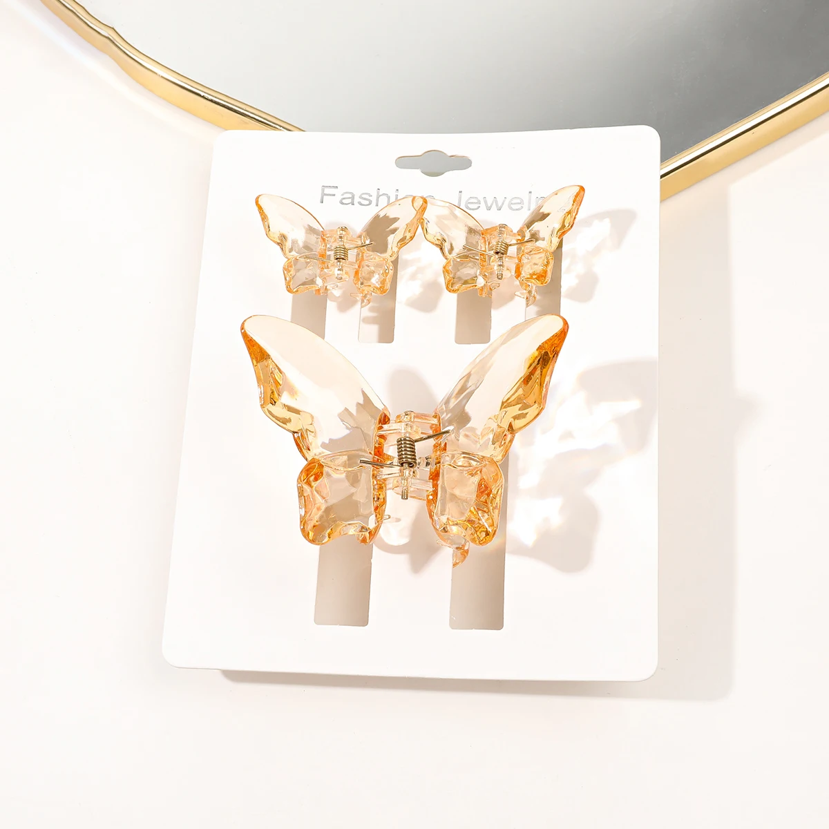 3Pcs Pink Medium Butterfly Hair Clips for Thick Thin Hair,Non Slip Cute Transparently Hair Claw Clip for Women Girls