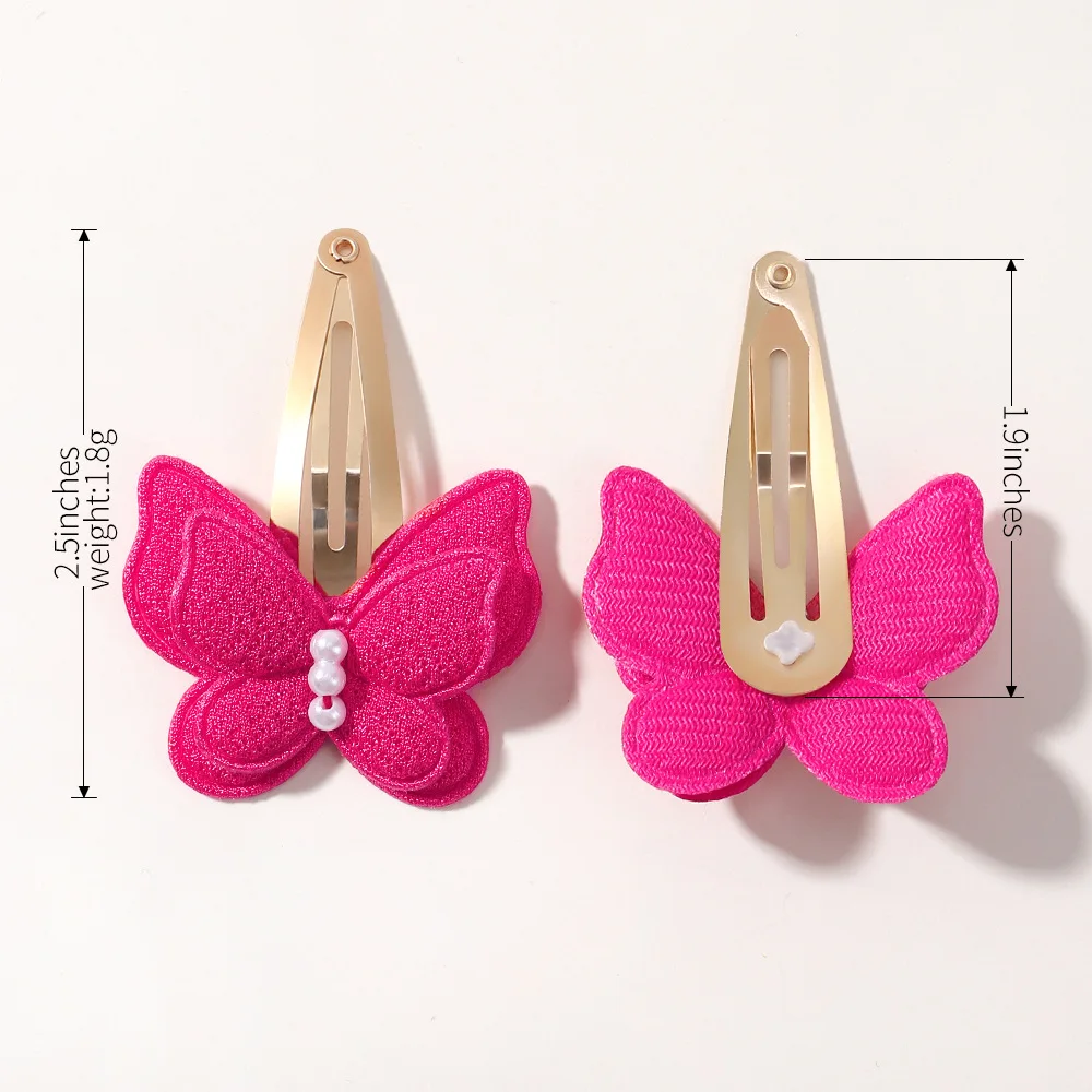 4Pcs/set Butterfly Hair Clip Set for Girls Double Layered Bow Cute Bangs Hair Pin Cotton Safe Kids Baby Hair Accessories Set