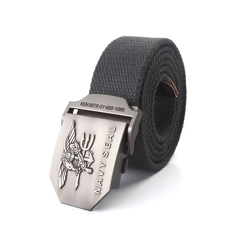 Men Army Military Canvas Belt Vintage NAVY SEAL Metal Buckle Luxury Jeans Belt Army Tactical Belts for Women Strap Male